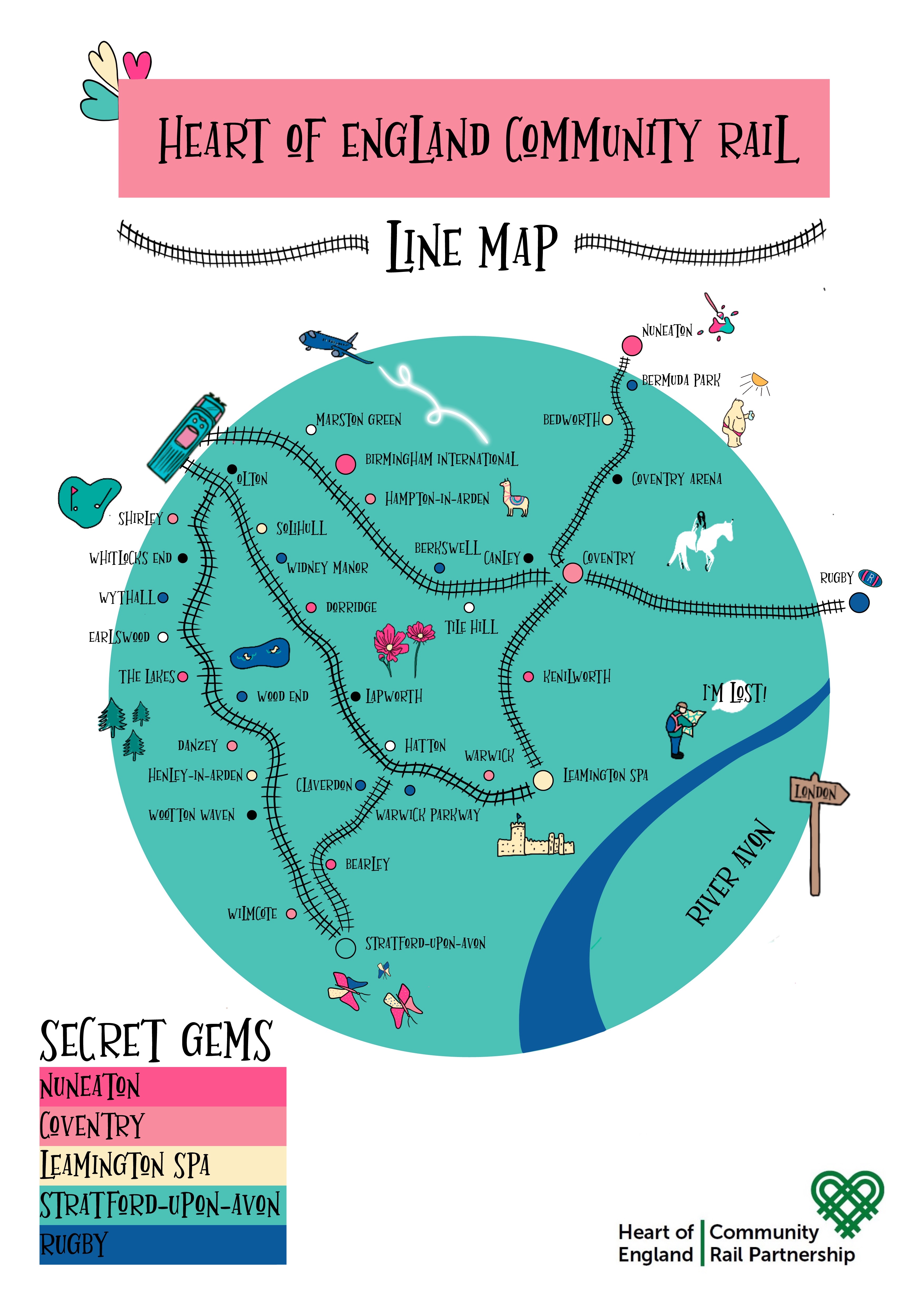 Green circle with the line map for the CRP in bright colours