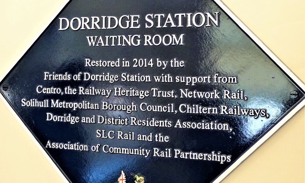 Dorridge station waiting room sign